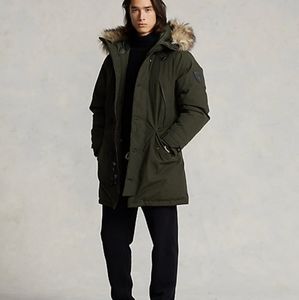 NEW mens Polo Ralph Lauren faux fur down trim  parka size medium
